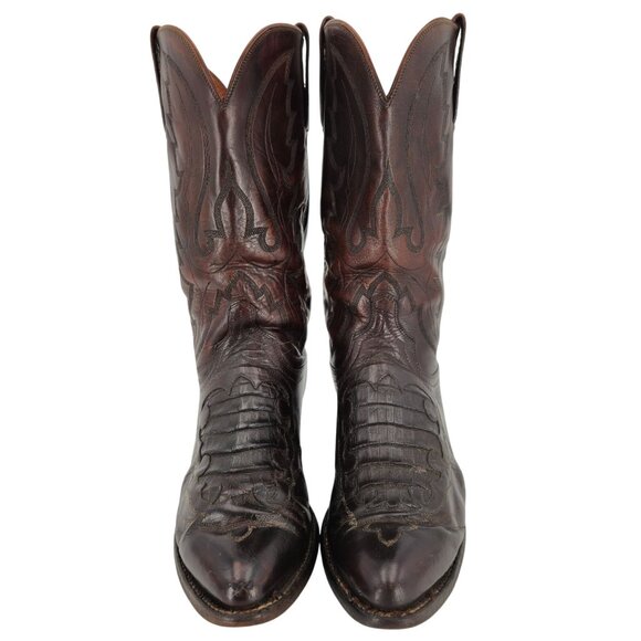 Lucchese 1883 Exotic Caiman Crocodile Inlay Cowboy Boots Mens 10D Brown Western - Picture 2 of 15